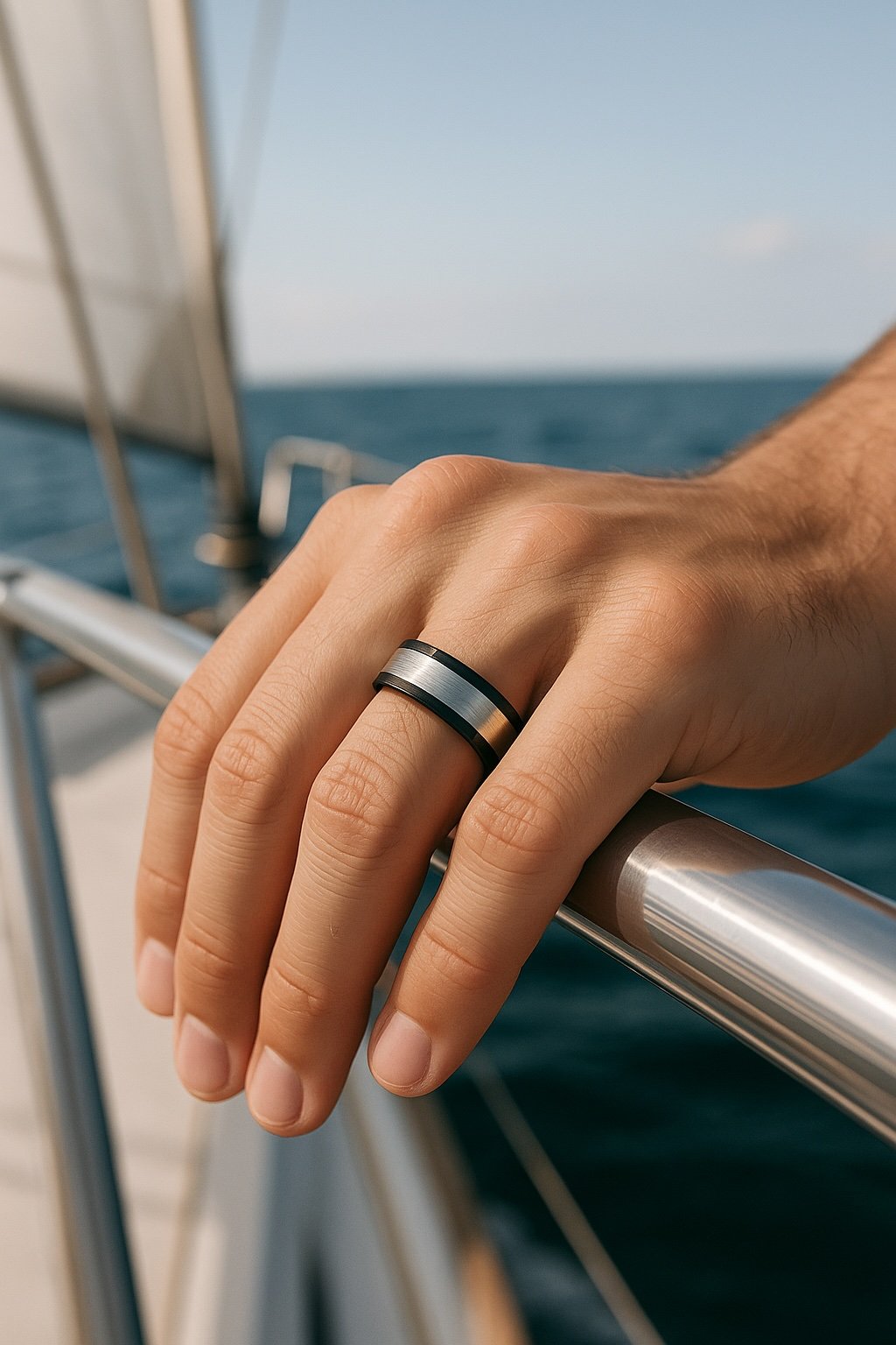 brushed black tungsten carbide wedding band with free engraving